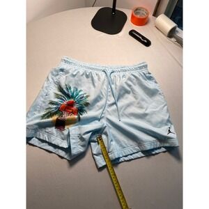 Jordan Brand Mens Blue Palm Tree Basketball Graphic Pool Shorts IB7276-474 Large